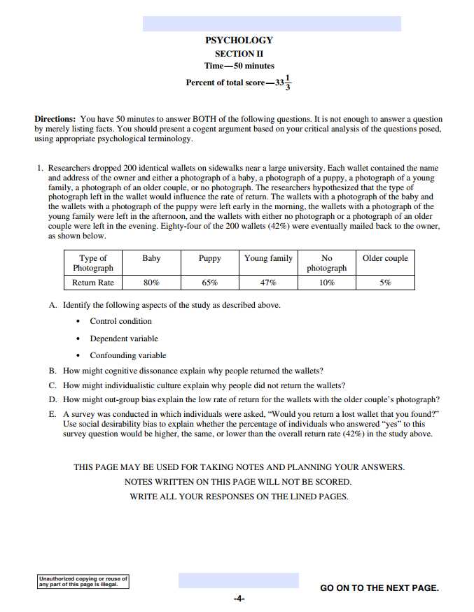 2012 ap psychology exam answers