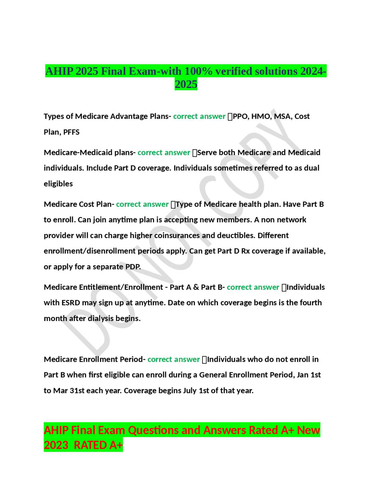 2025 ahip final exam answers