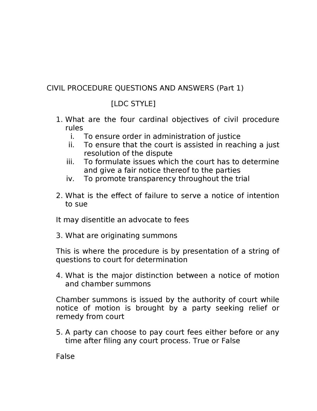 how to answer civil procedure exam questions