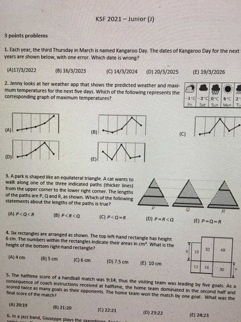 math kangaroo papers