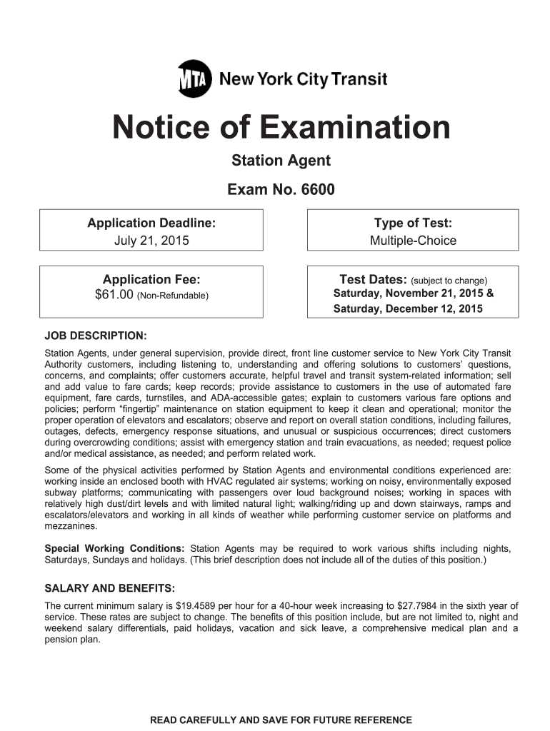 mta careers exams