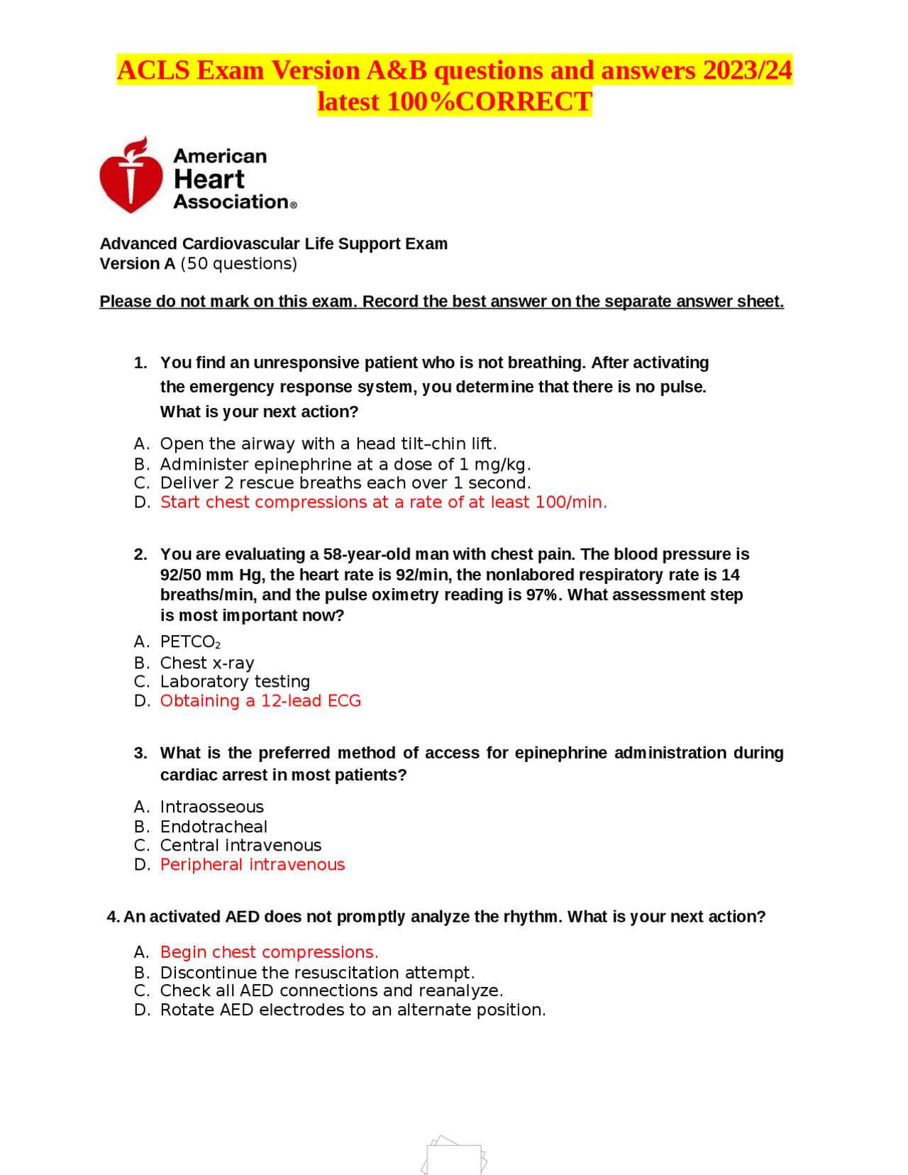 heartcode acls written exam