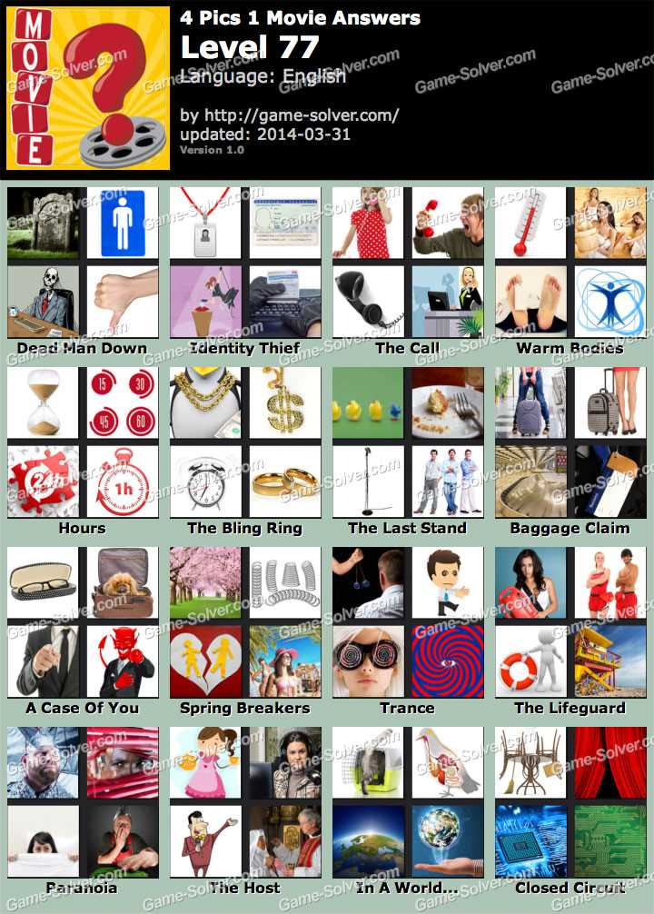 4 pics 1 word movie answers