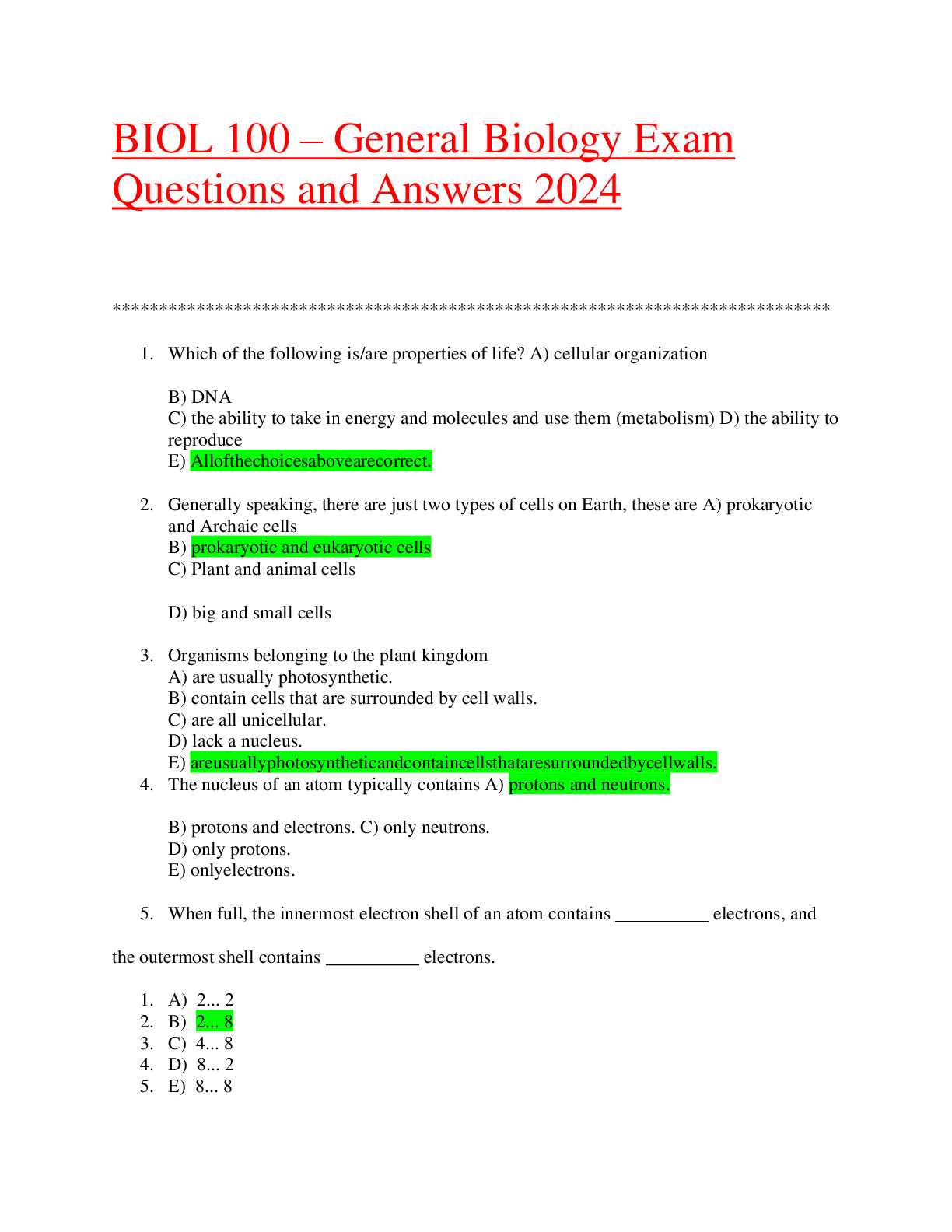 biology b final exam answers