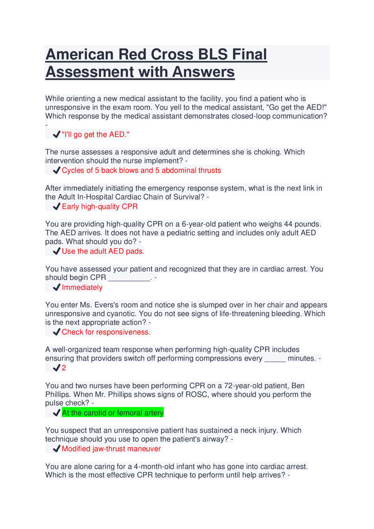 bls final exam answers