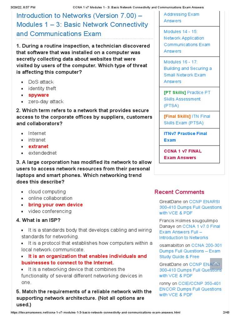 ccna chapter 1 exam answers