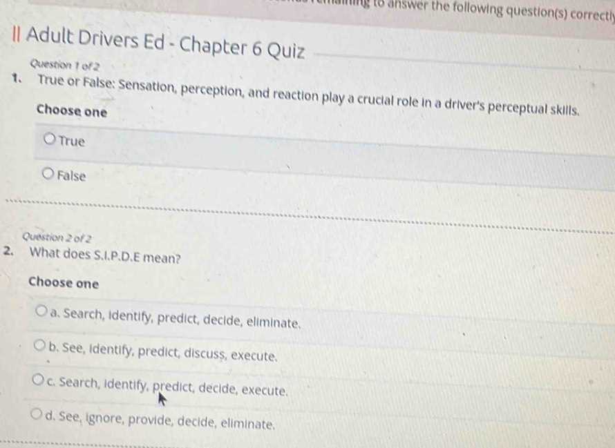 drivers ed chapter 10 answers