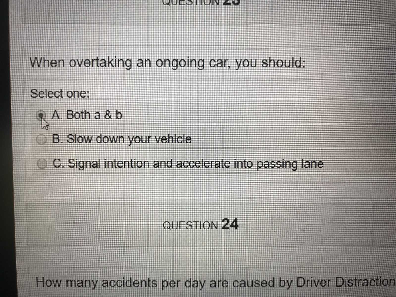 drivers ed final exam answers