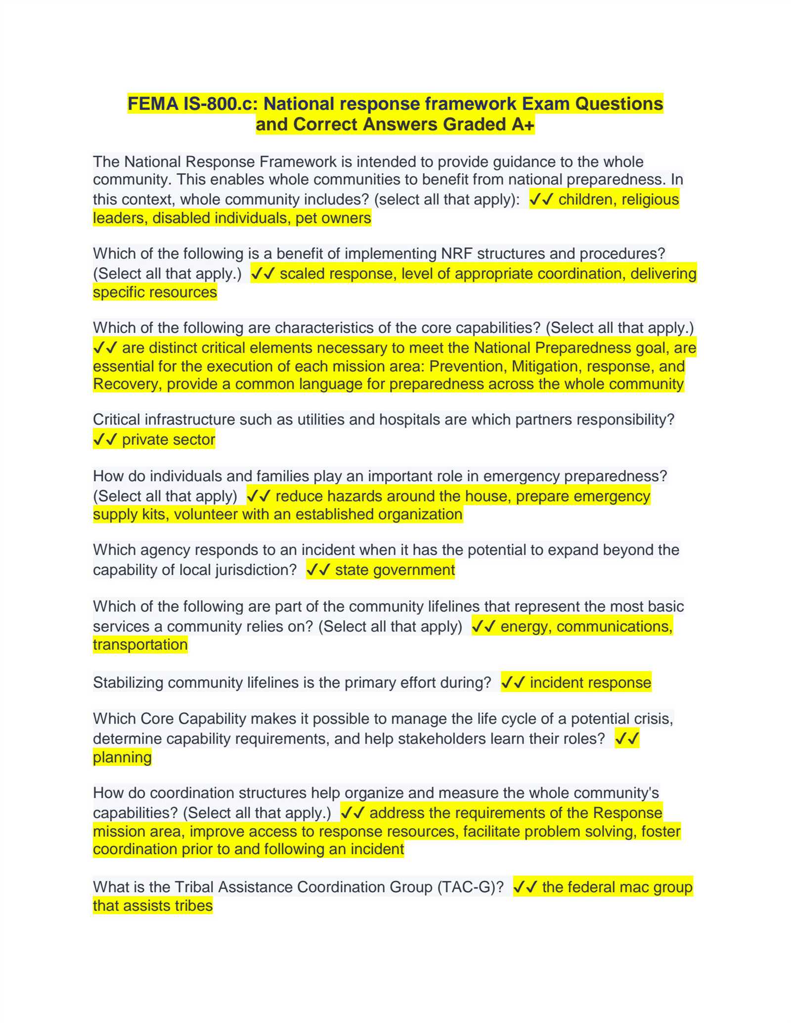 fema is 800 final exam answers