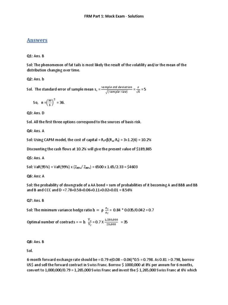 frm exam questions and answers