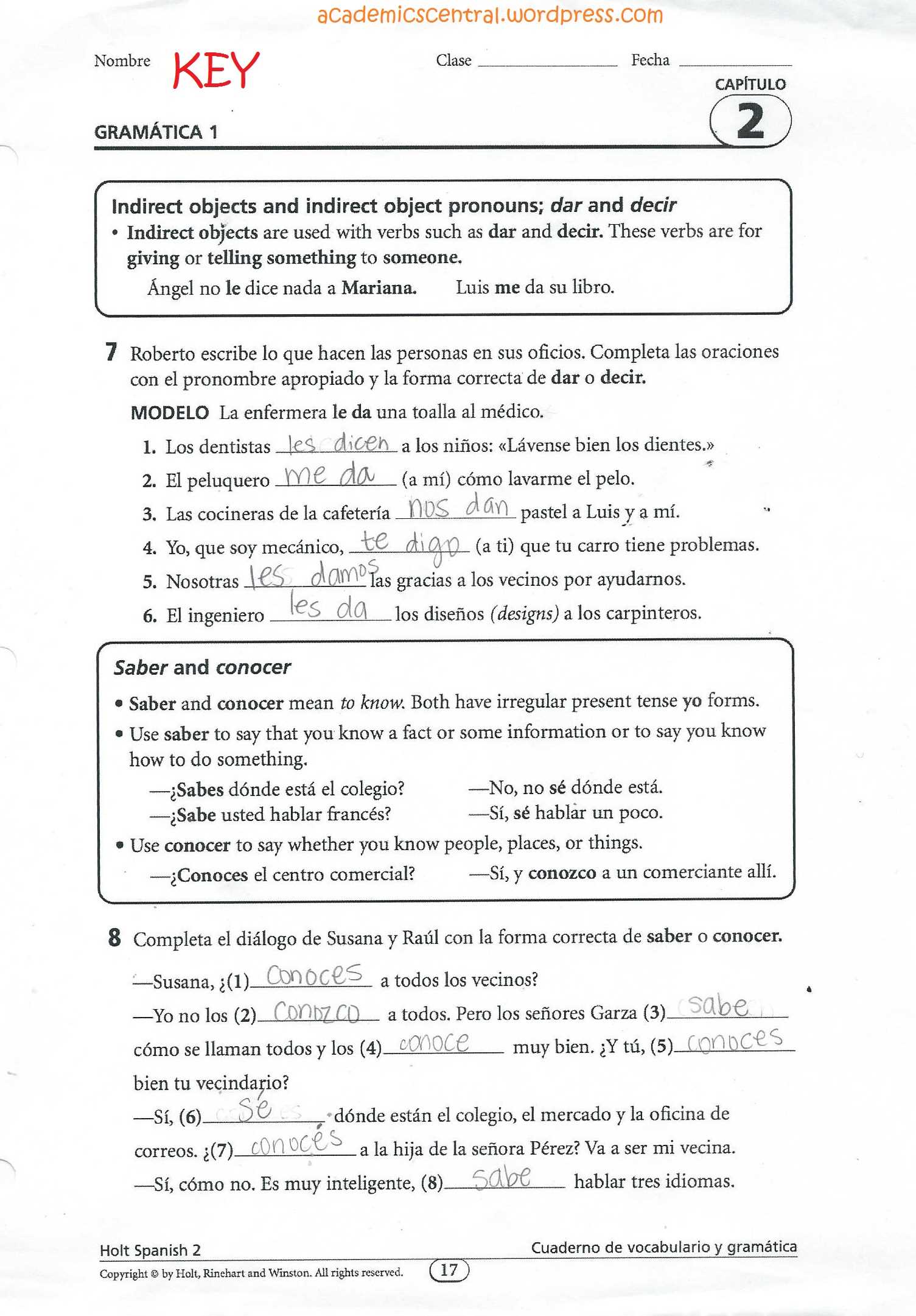 gramatica 2 capitulo 5 answers