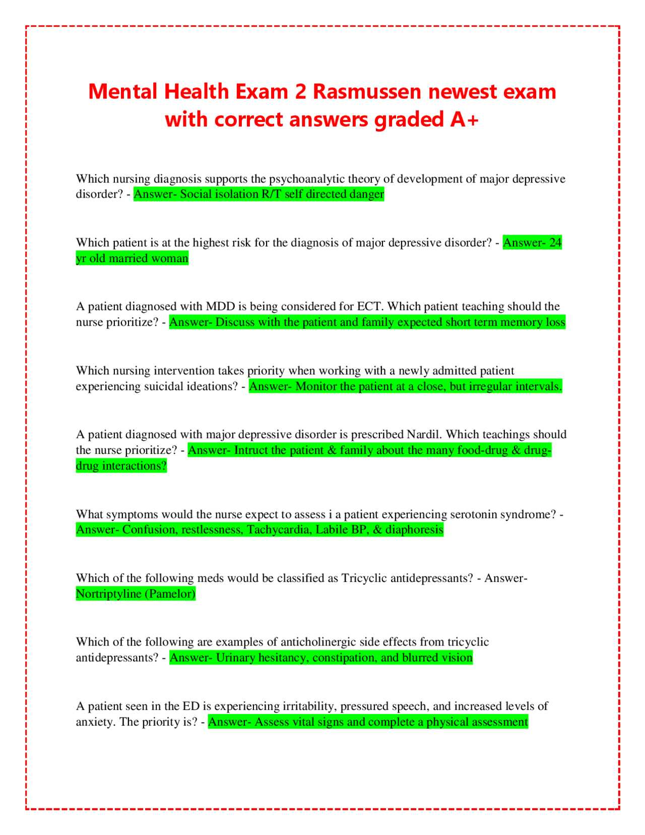 health assessment exam 2 rasmussen