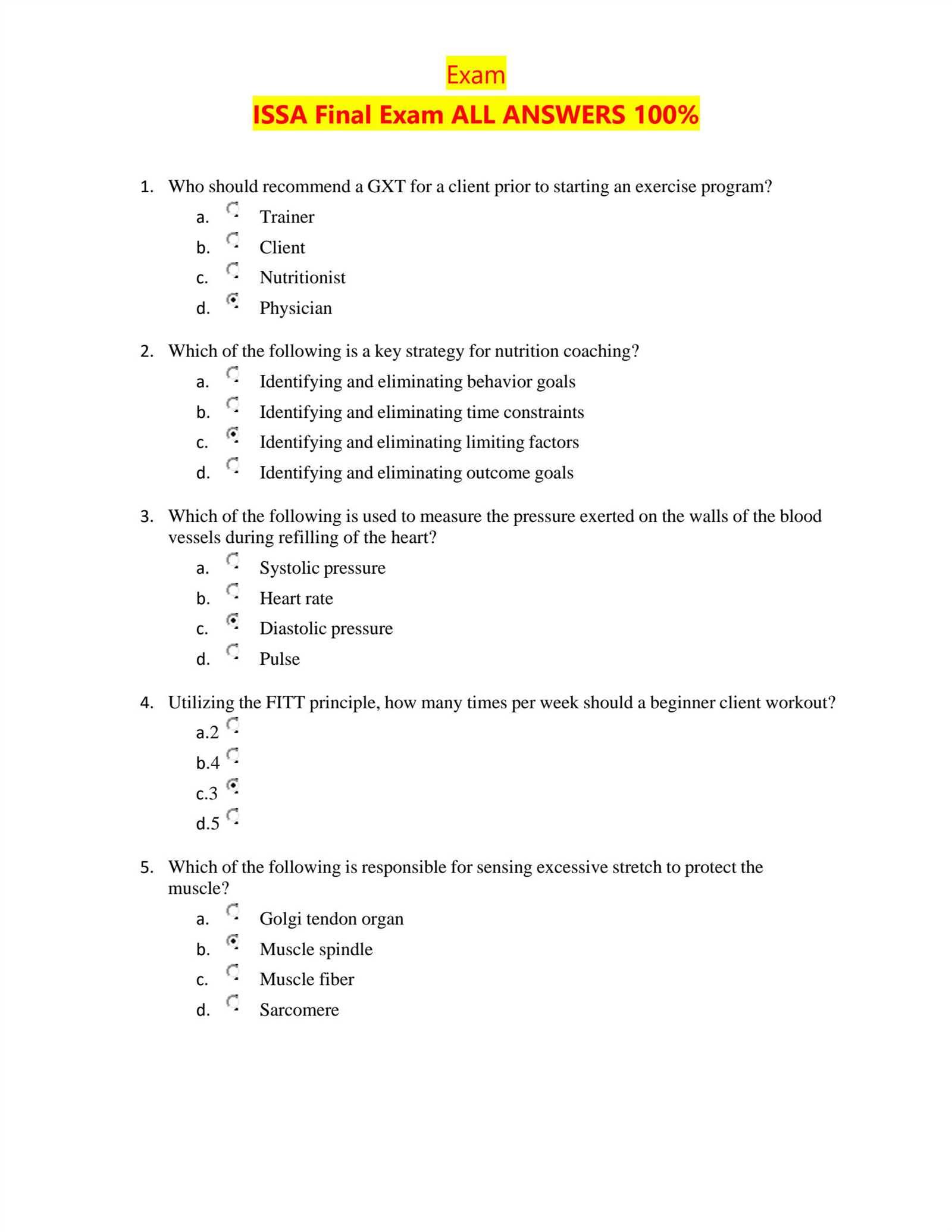 issa nutritionist exam answers