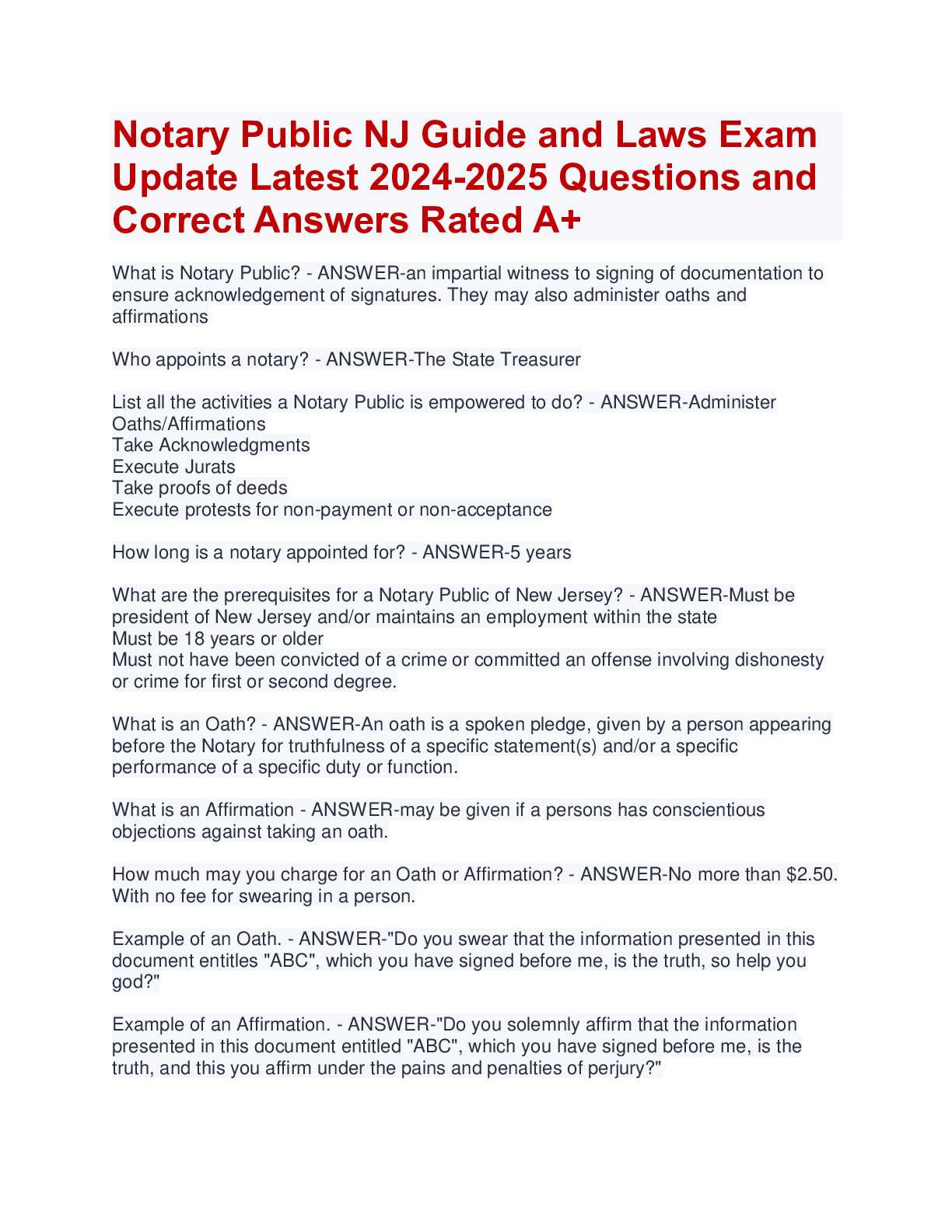 notary public test questions and answers