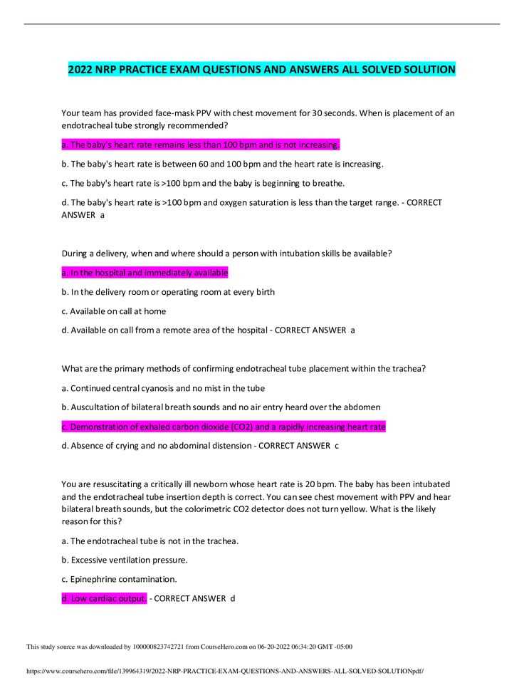 nrp advanced exam answers