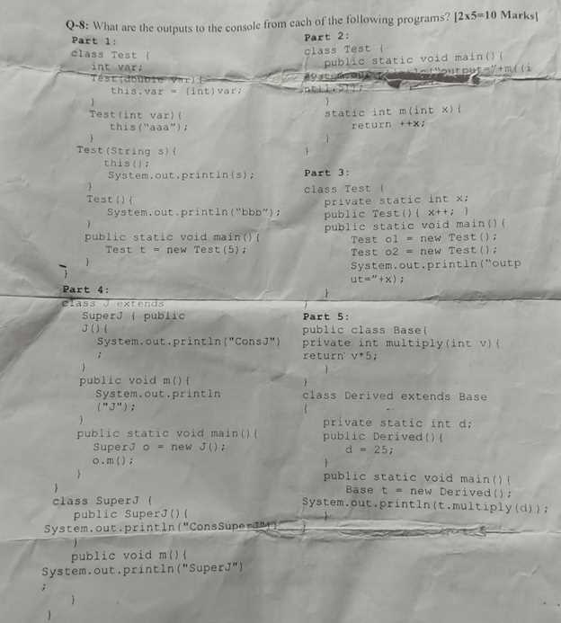 object oriented programming java exam questions and answers