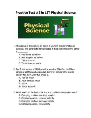 physical science exam answers