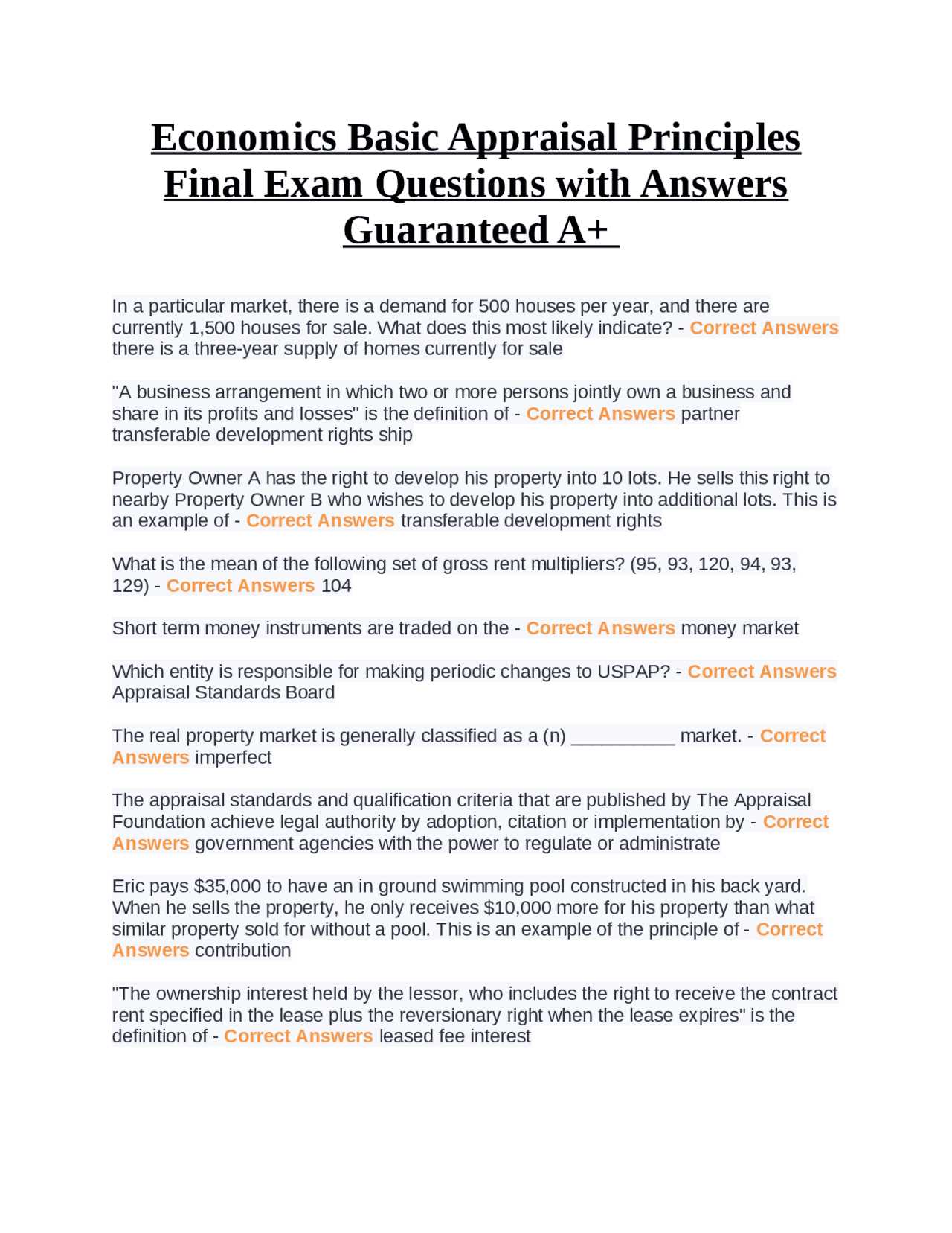 principles of economics exam questions and answers