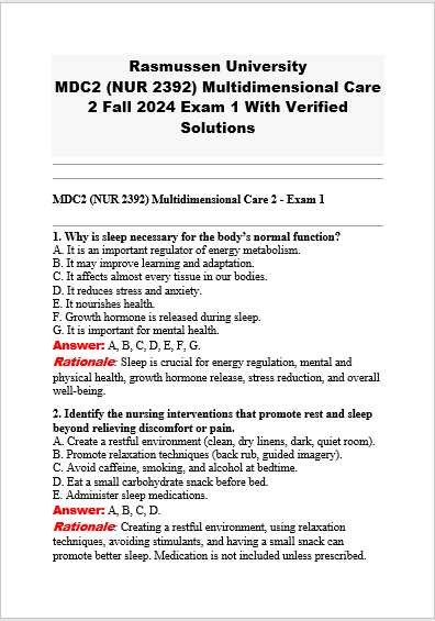 rasmussen mental health exam 2 answers