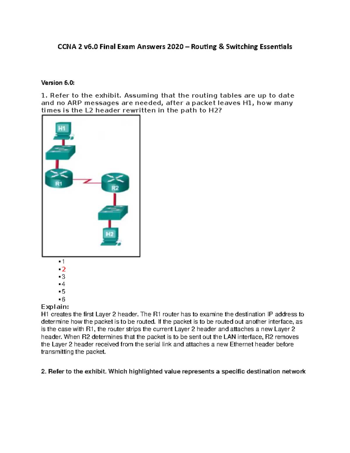 routing and switching essentials version 5.0 rse chapter 2 exam