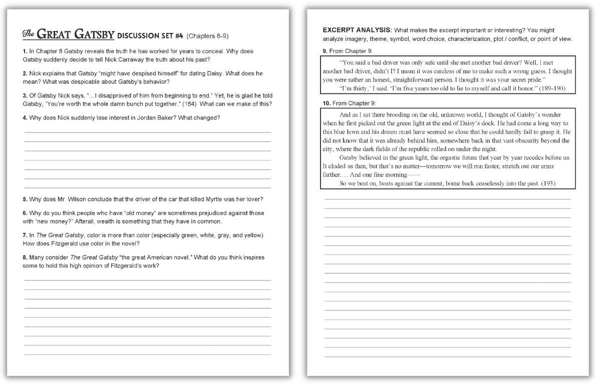 the great gatsby chapter 7 study guide answers