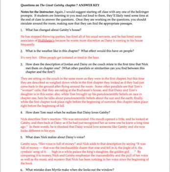 the great gatsby chapter 7 study guide answers