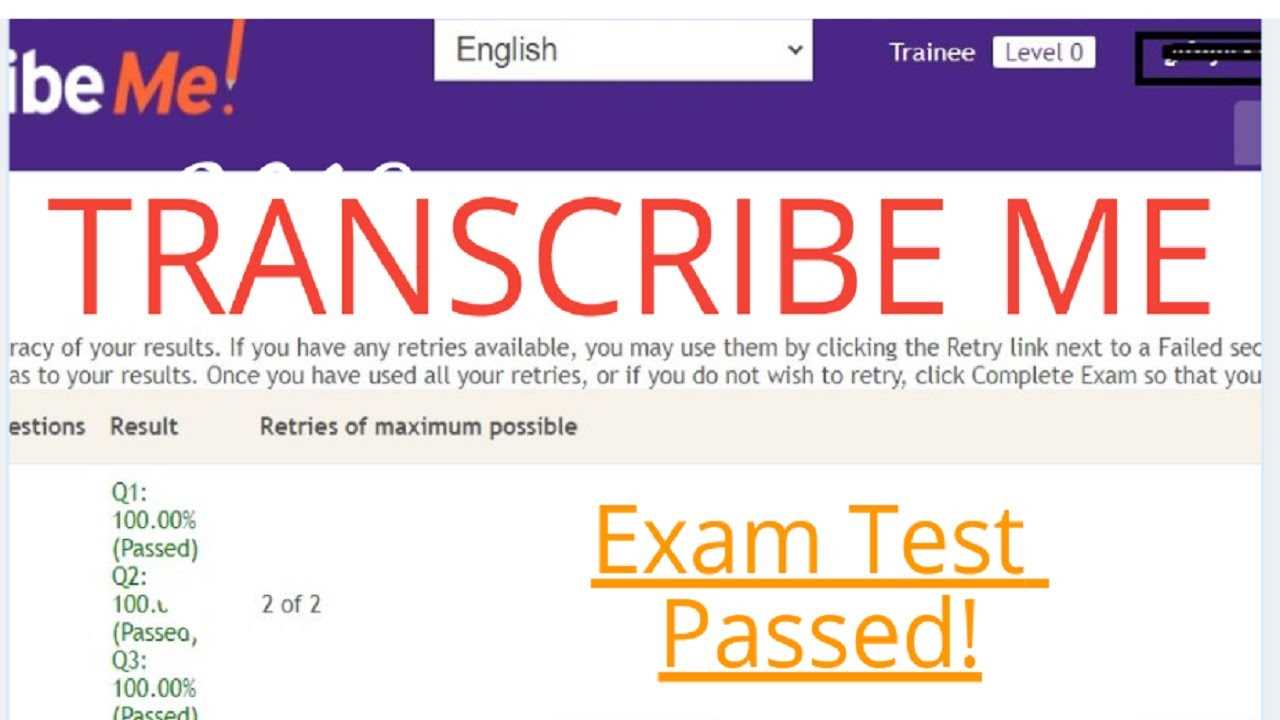 transcribe me exam