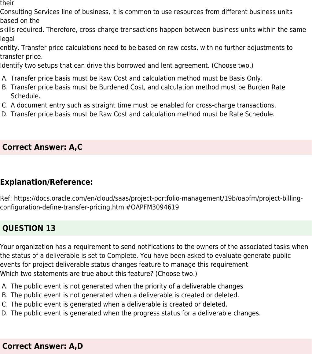 transfer pricing exam questions and answers
