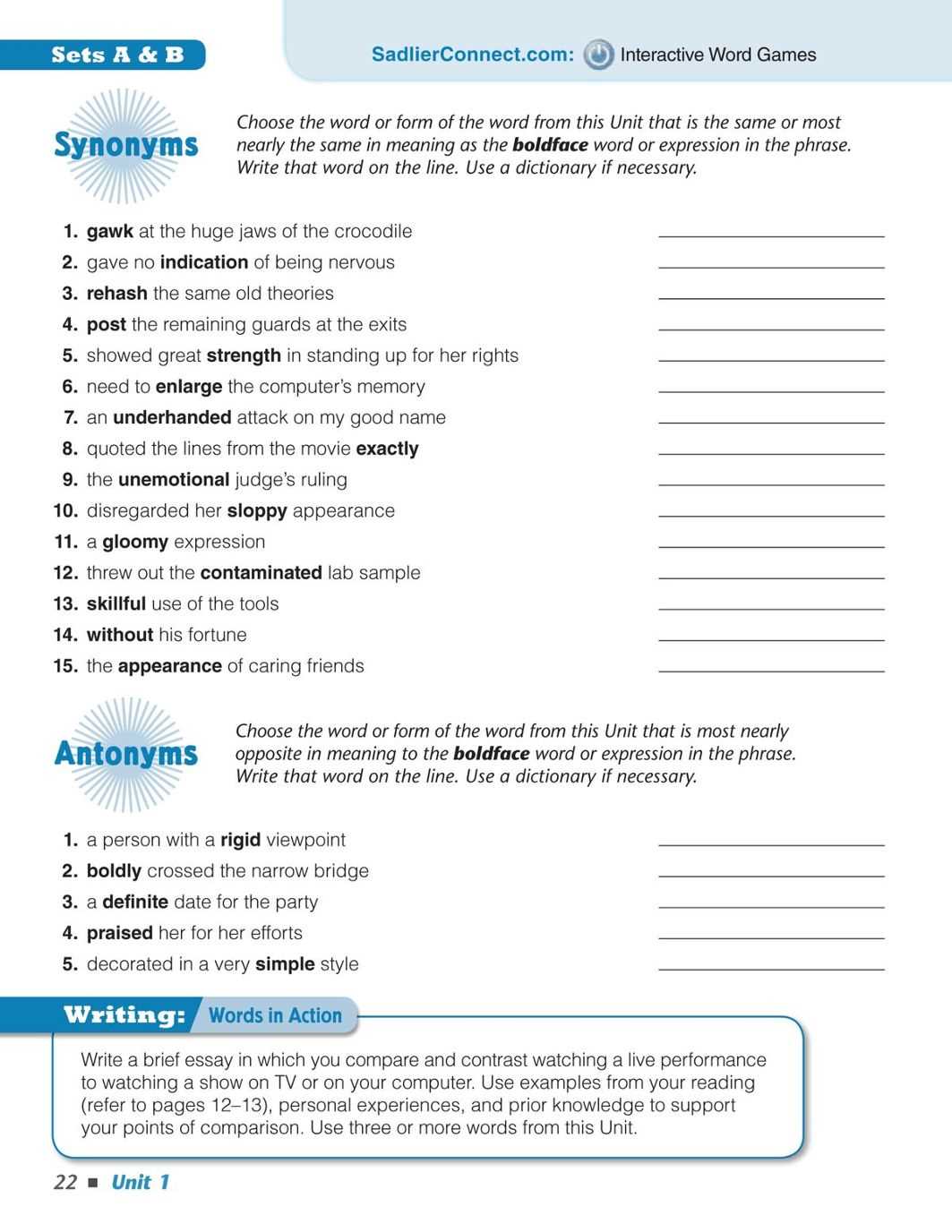 unit 4 vocab answers