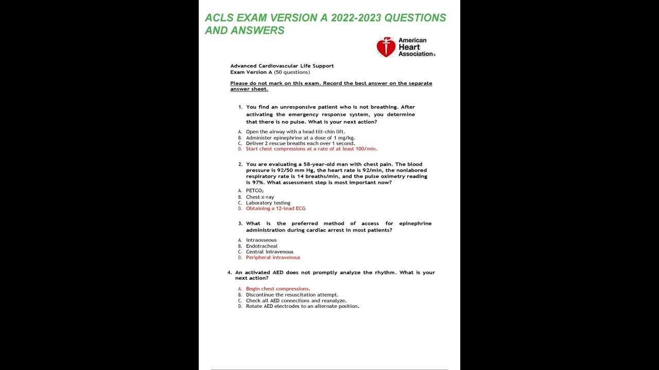 acls 2025 exam a answers