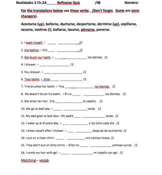 realidades 2 capitulo 2a worksheet answers