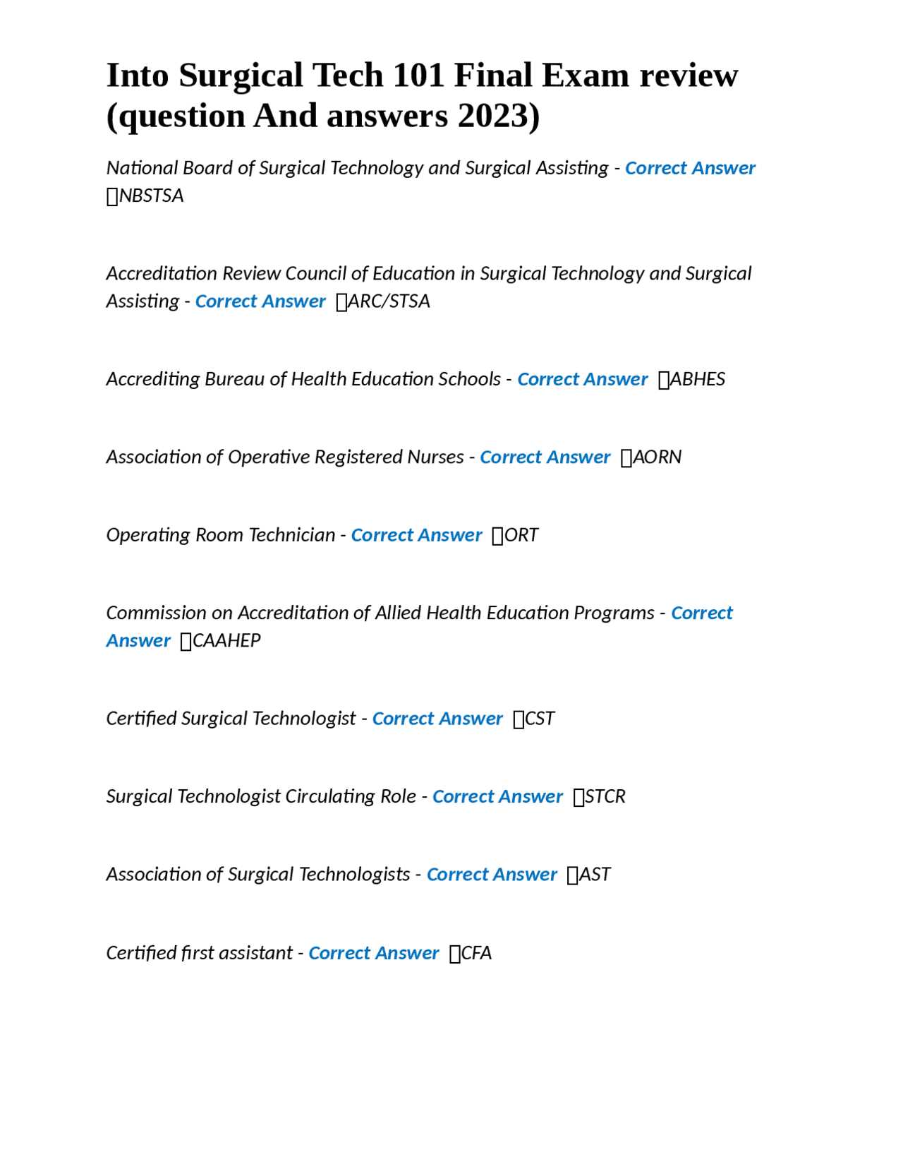 allied schools final exam answers