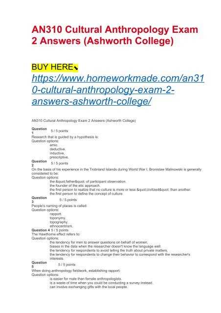 anthropology exam 2 answers