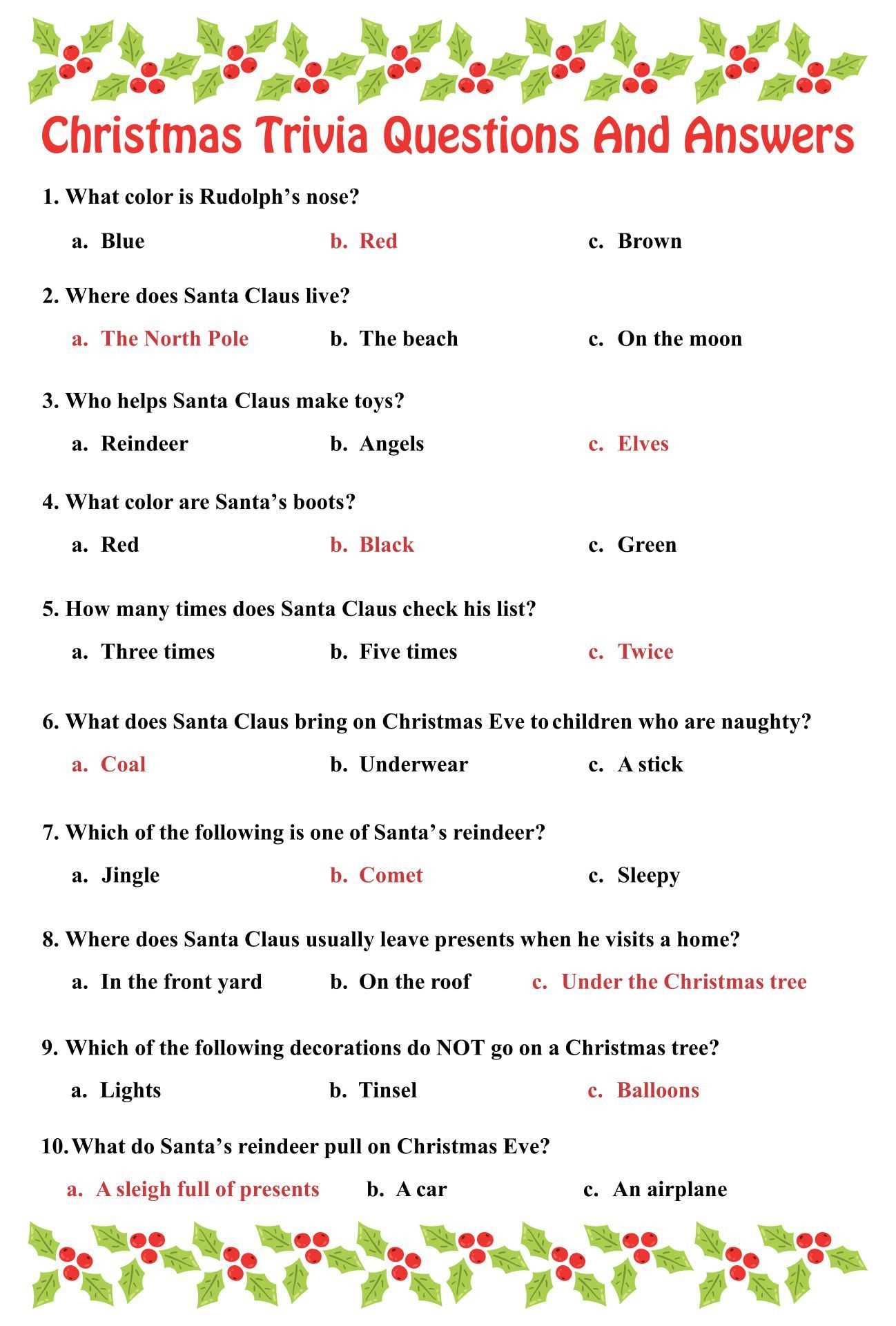 hard christmas trivia questions and answers