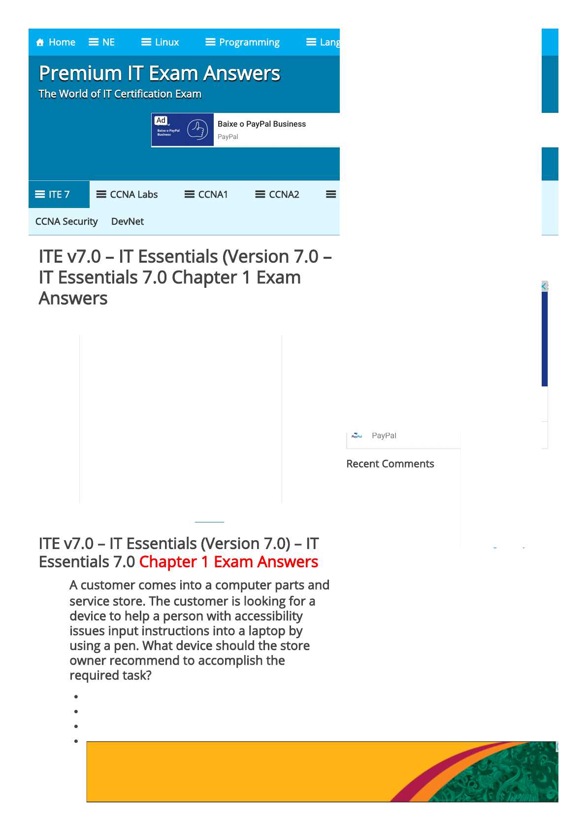 ccna chapter 1 exam answers