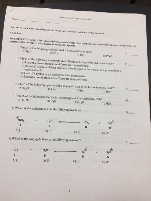chemistry exam 1 answers