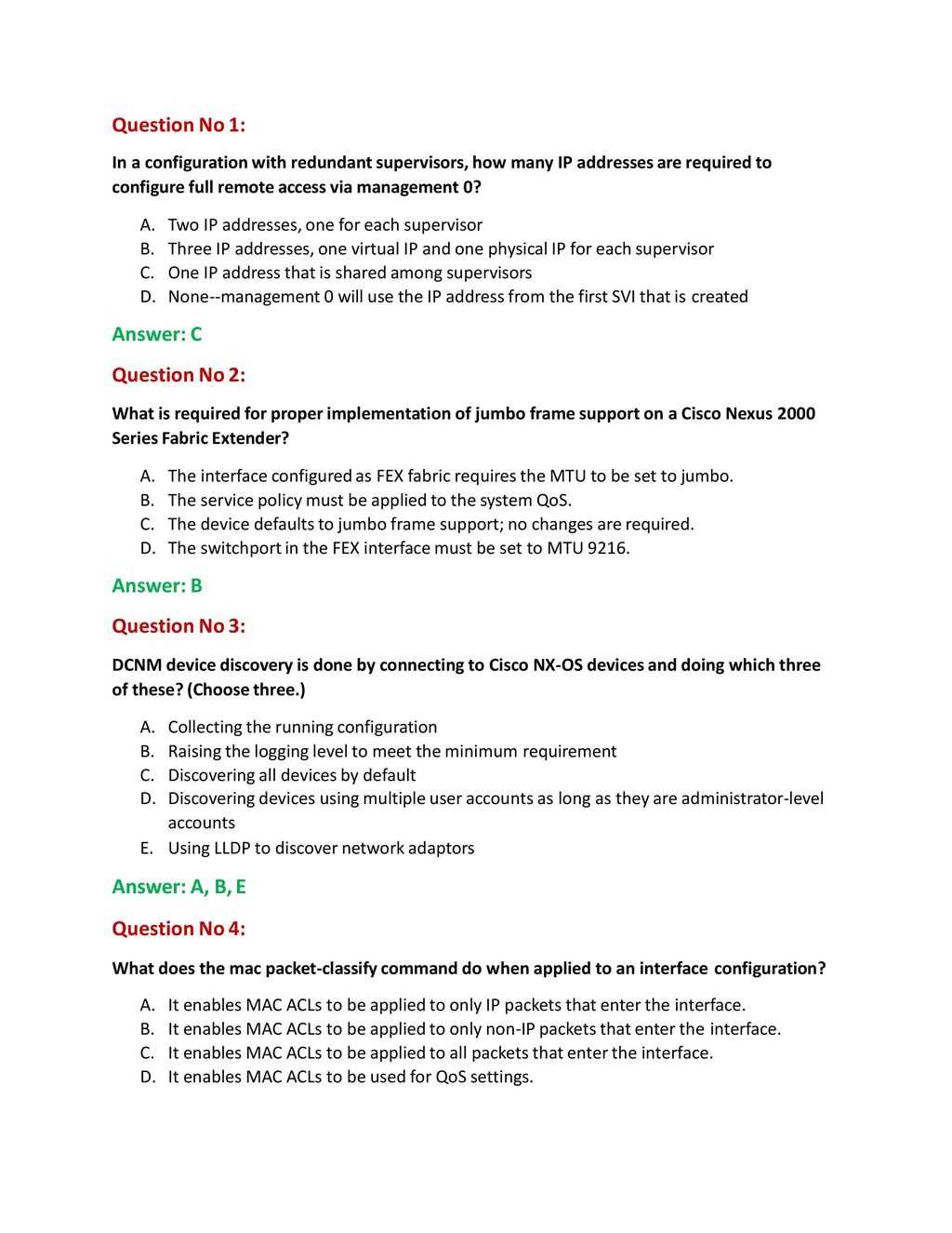 cisco exams questions and answers
