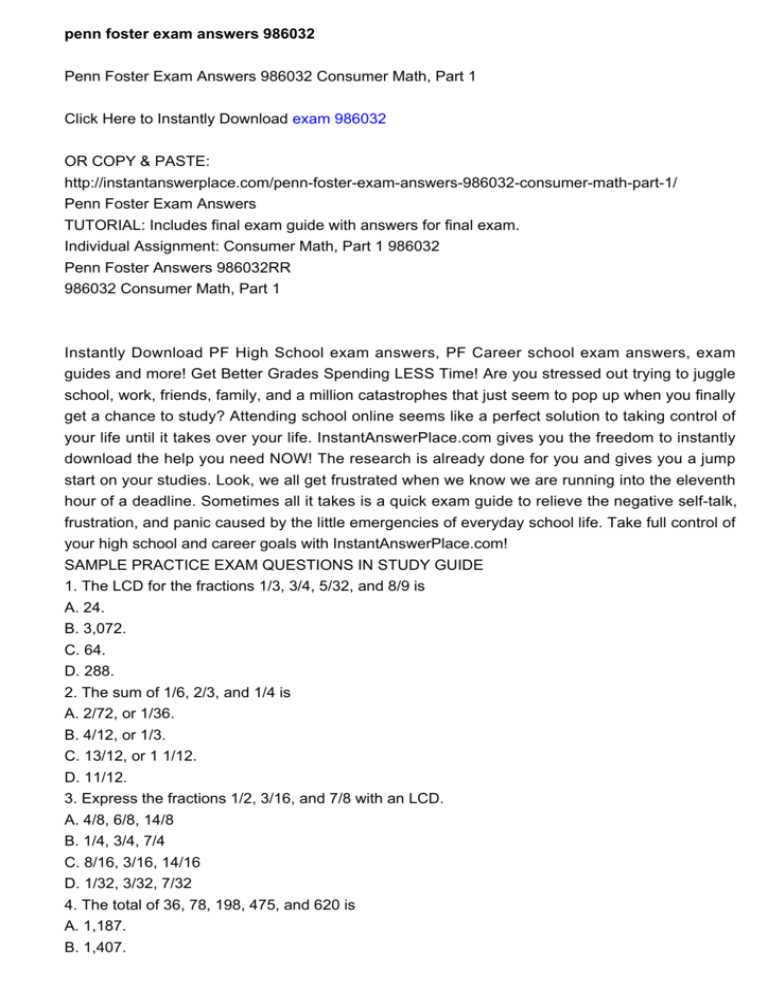 penn foster physical science exam answers