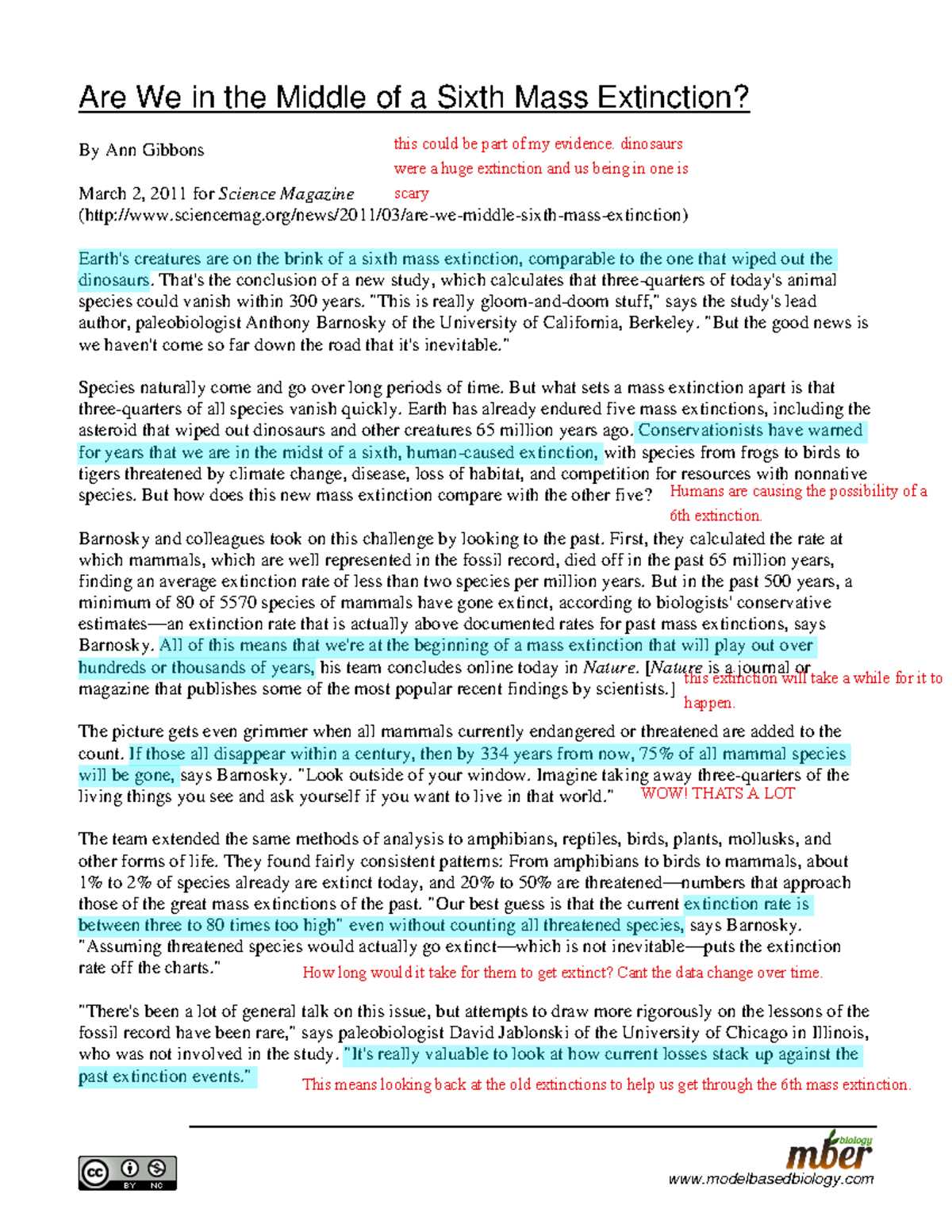 mass extinction pogil answers