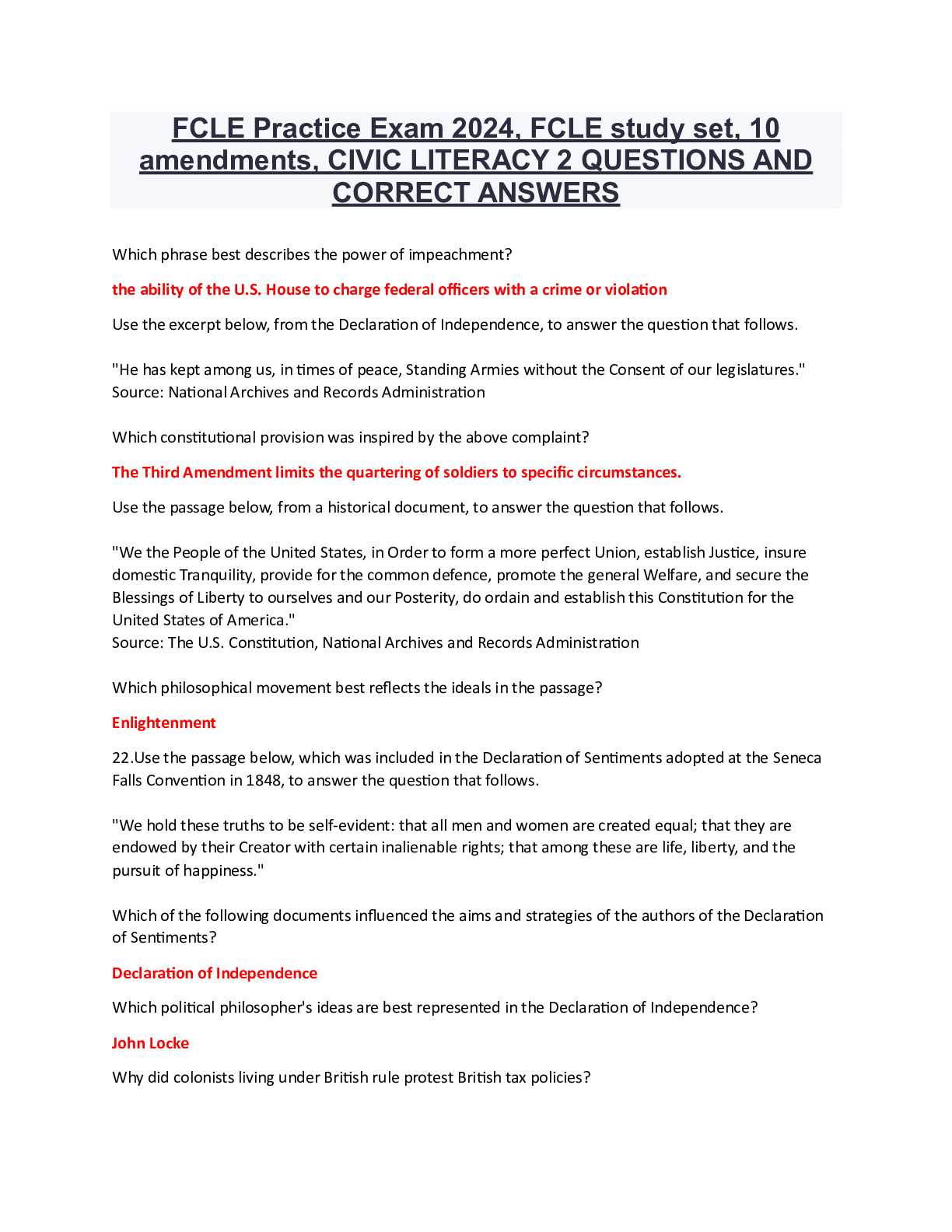 constitution exam answers