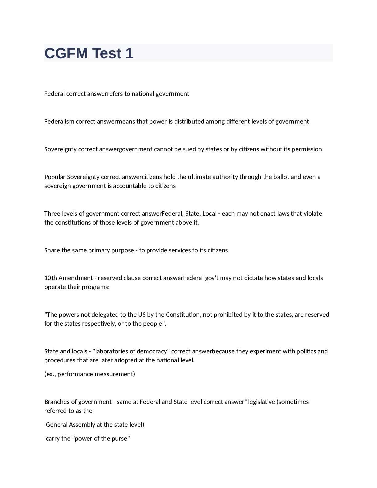 constitution exam answers