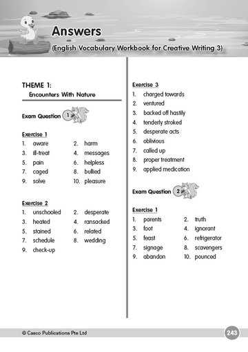 creative writing exam with answer key