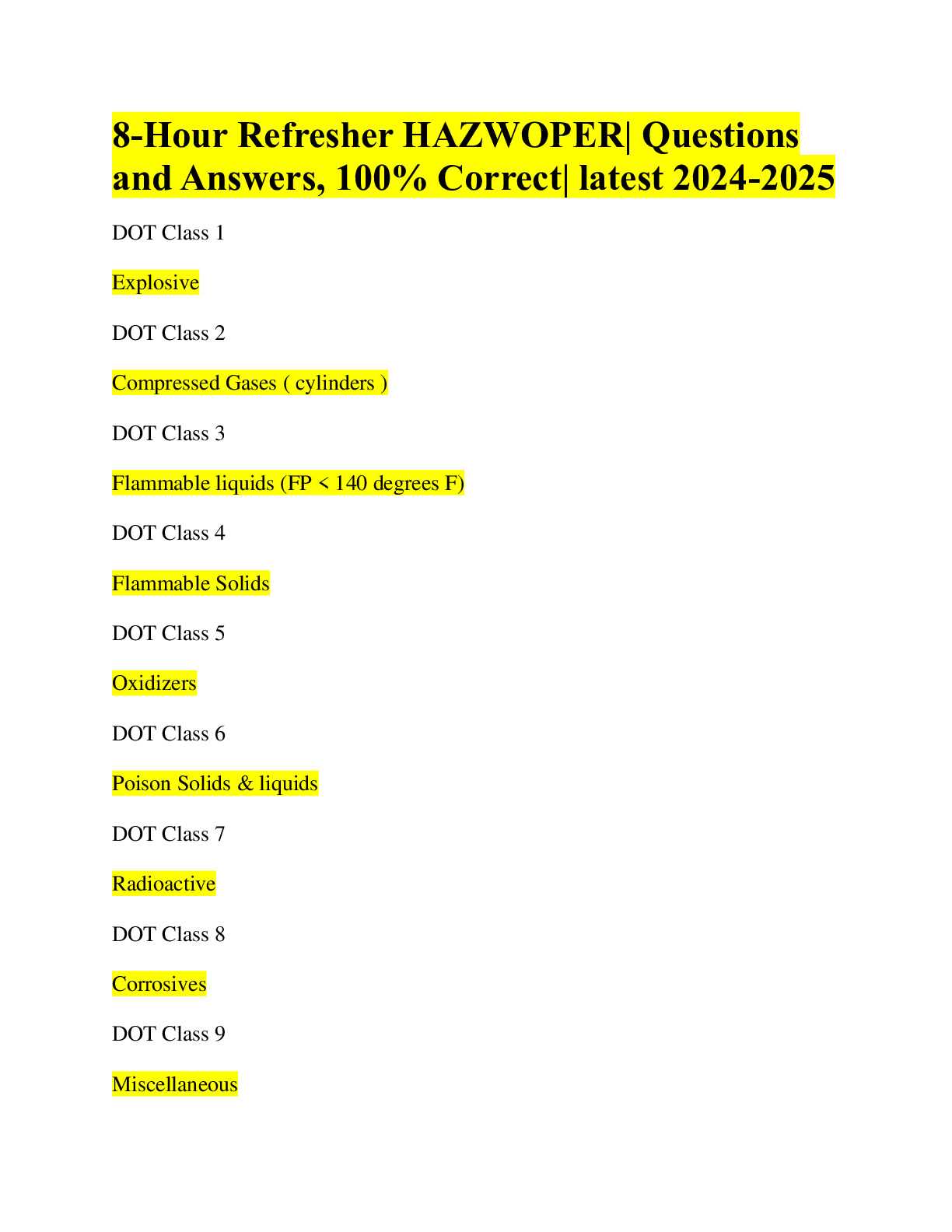 hazwoper 8 hour refresher final exam answers