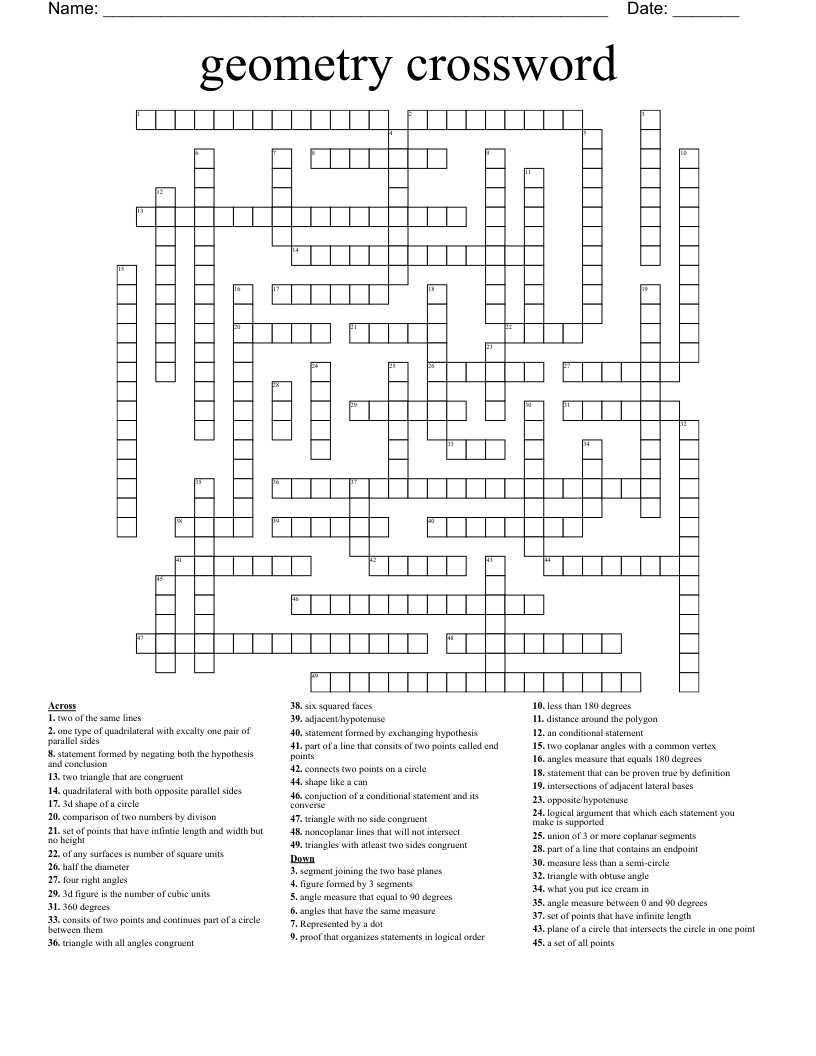 some geometry exam answers crossword