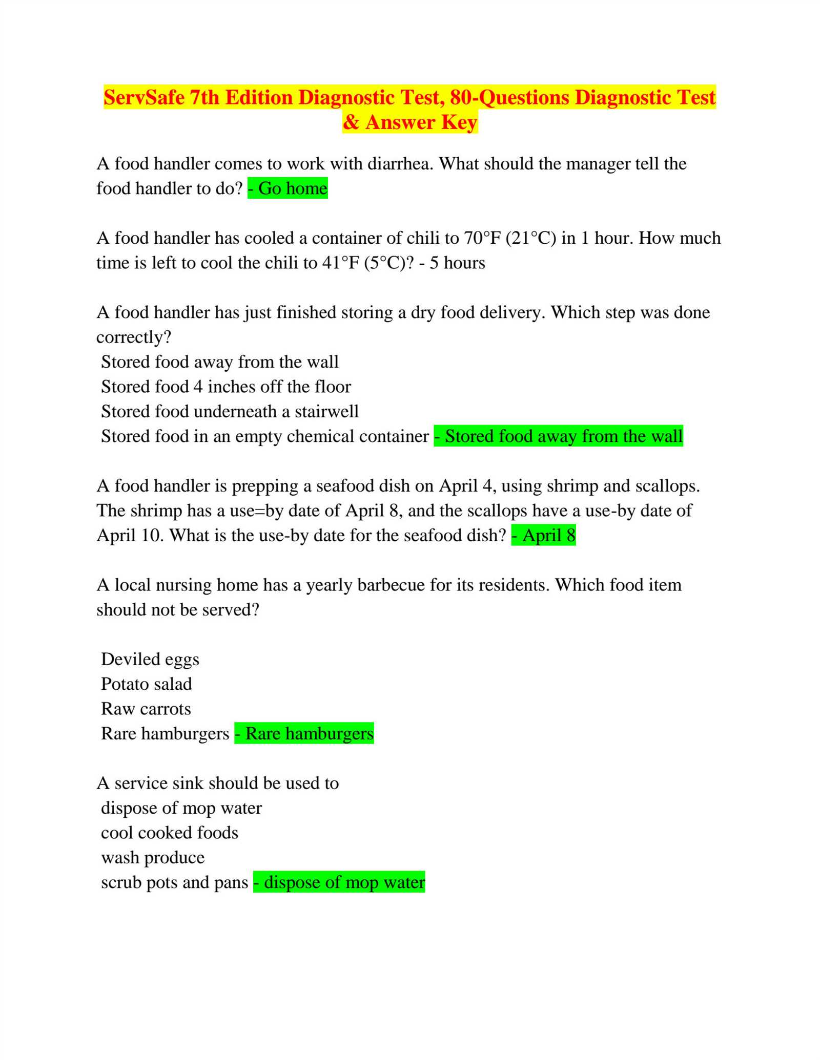 servsafe international exam answers