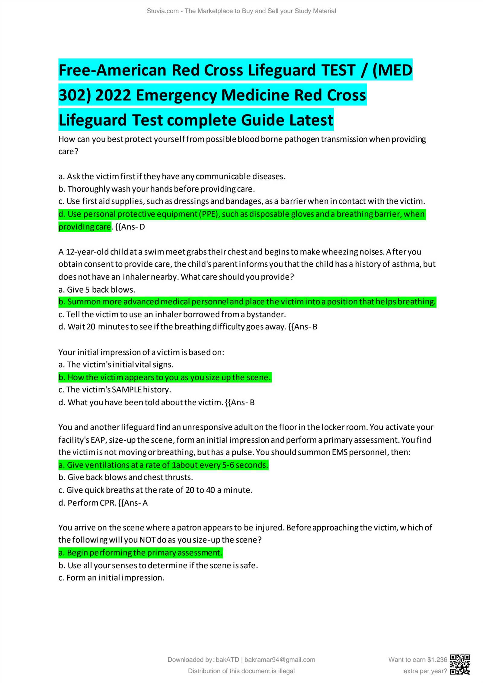 red cross online exam answers
