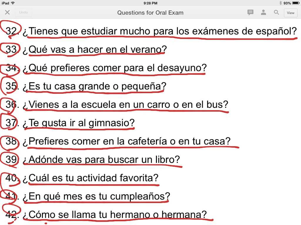 spanish 1 exam