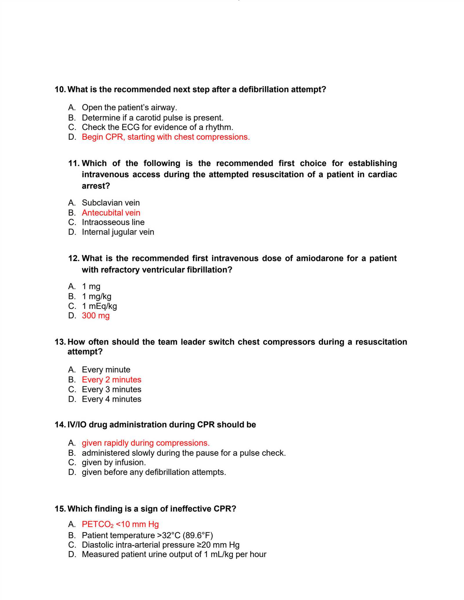 aha acls written exam answers