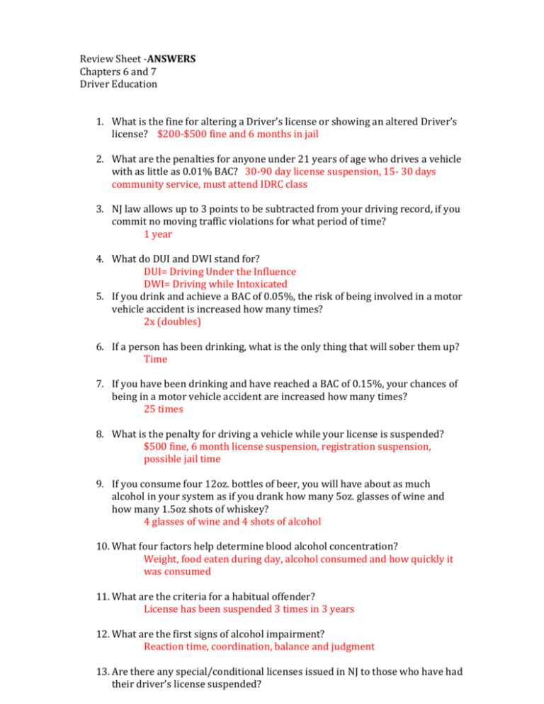 drivers ed chapter 10 answers