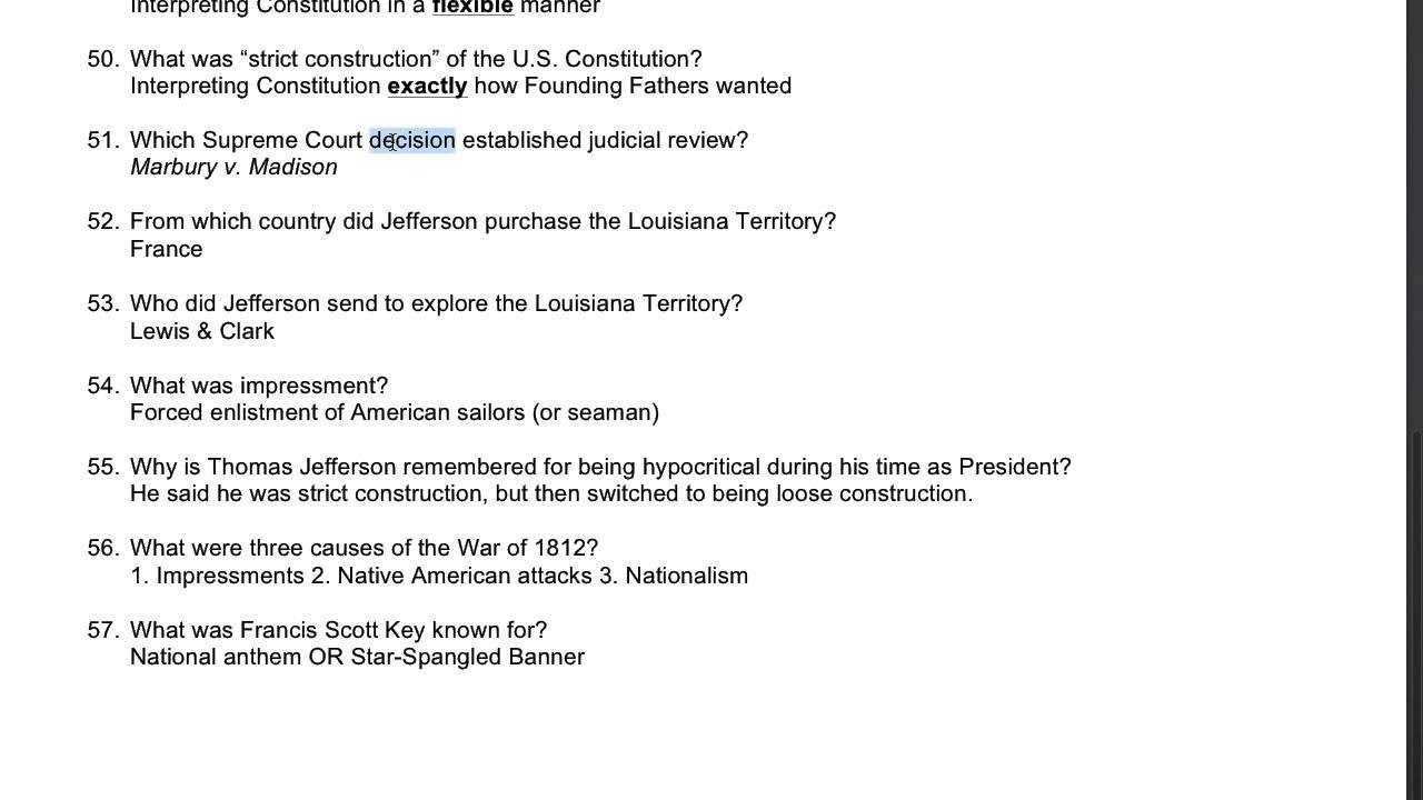 us history fall semester exam review